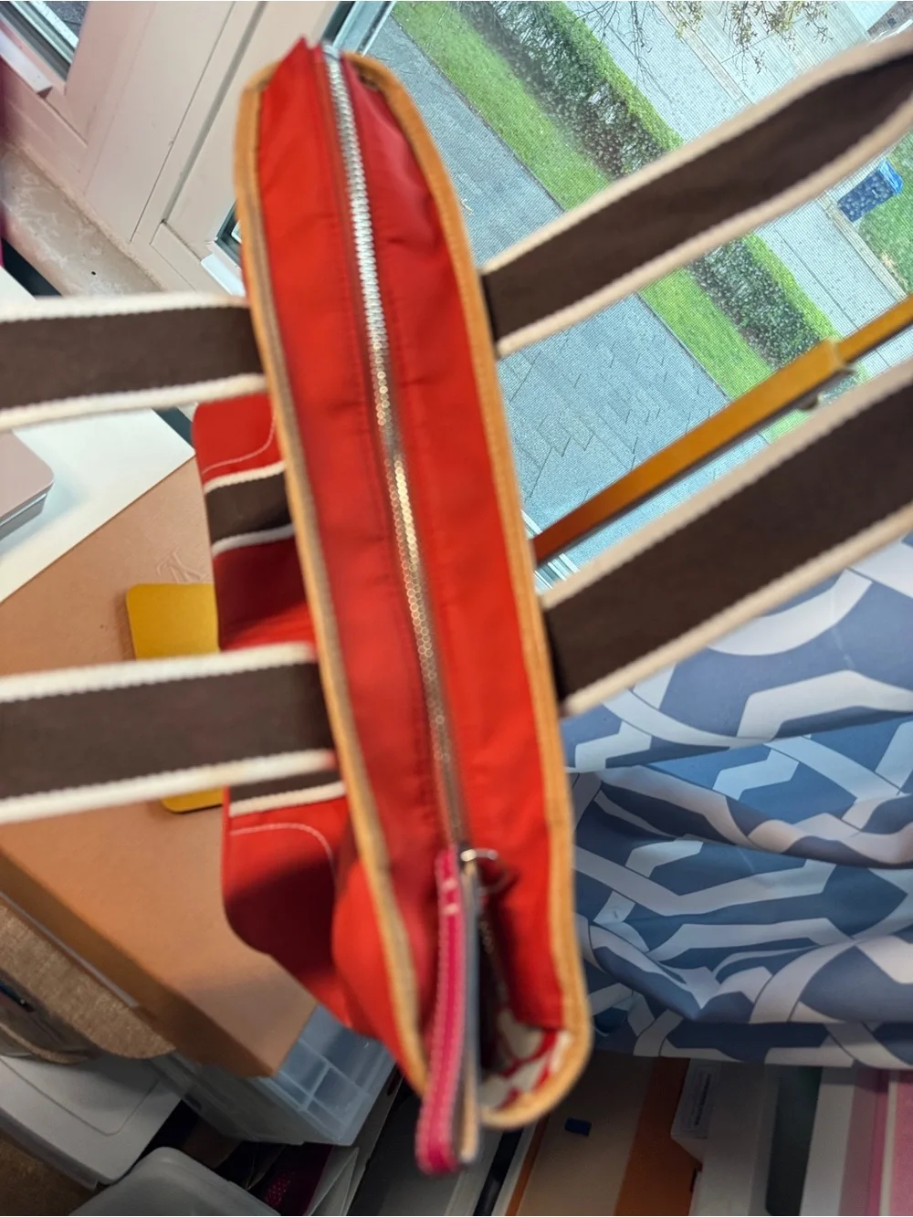 Coach Red and White Signature Print Tote Small Hampton tote 6261